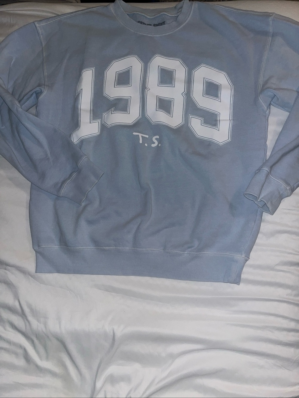 Taylor Swift 1989 T.S. Sweatshirt Size Small Baby Blue & White Official Merch